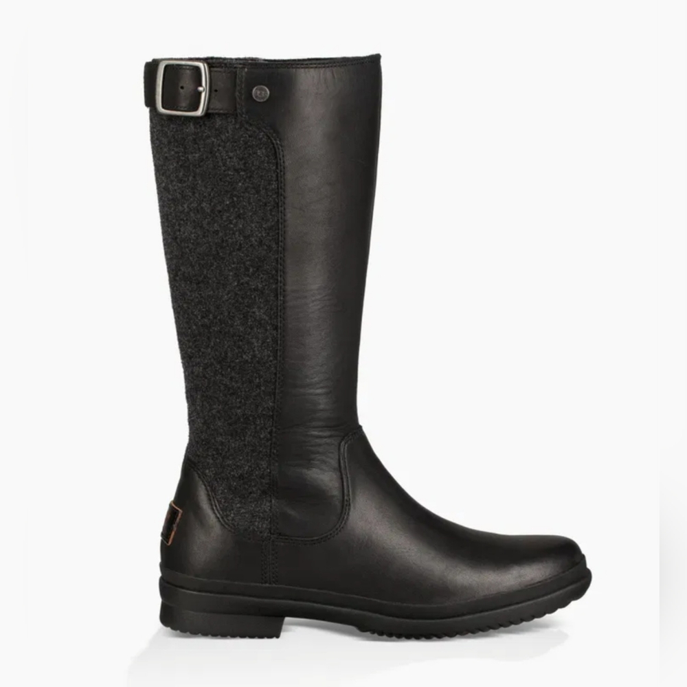UGG Janina Waterproof Leather Paneled Tall Riding Calf Boots Size 5
